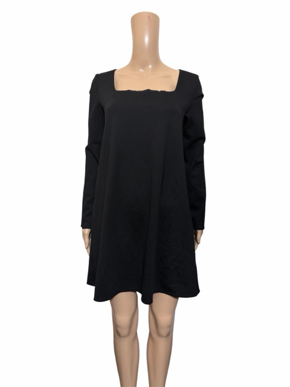 Tuckernuck Black Long Sleeve Swing Dress Square Neck Mini Classic